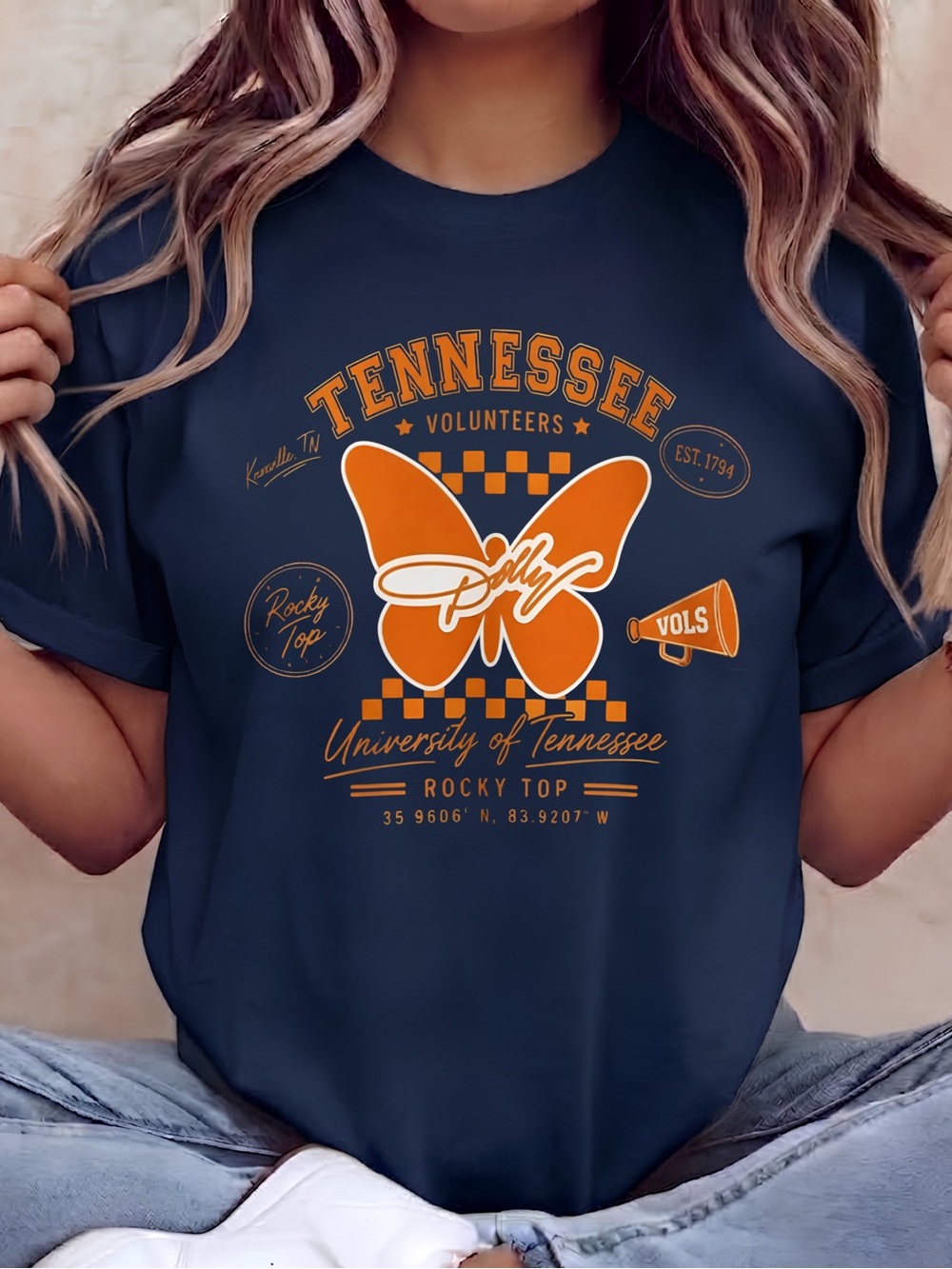 Gildan Navy Blue Tennessee Volunteers Butterfly Graphic T-Shirt